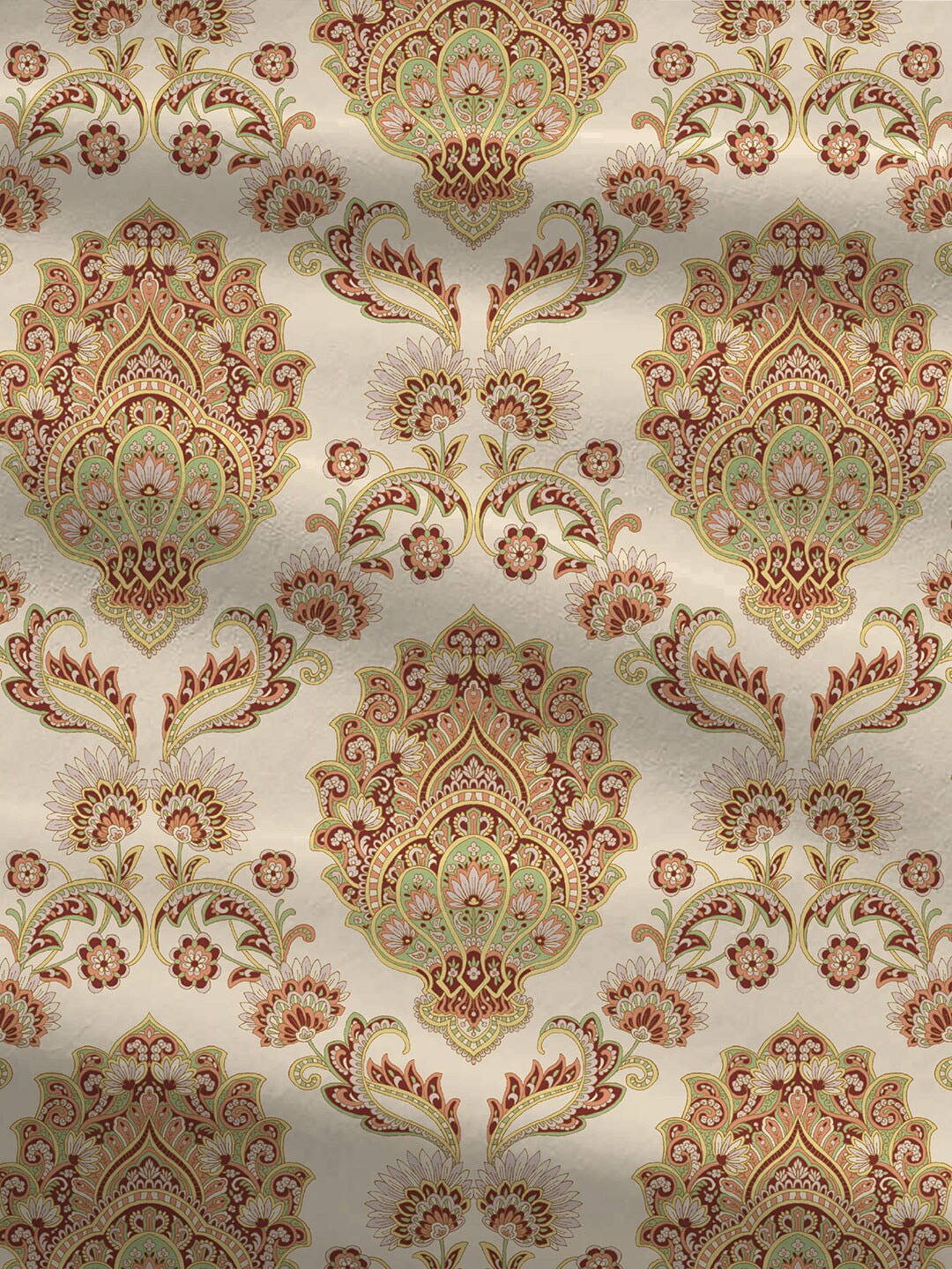 MYTRIDENT Celebration Cream-Coloured Ethnic Cotton 144 TC Queen Bedsheet & 2 Pillow Covers