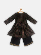 Ahalyaa Black Color Crepe Printed kids Kurta Palazzo Set For Girls
