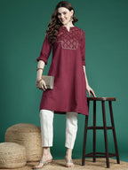 Sangria Ethnic Motifs Printed Gotta Patti Pure Cotton Kurta