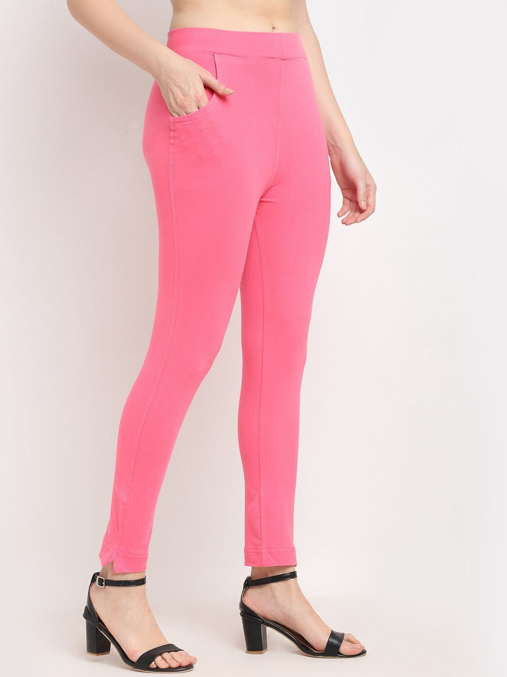 TAG 7 Women Pink Solid Ankle-Length Leggings