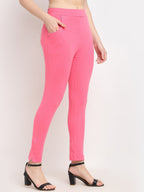 TAG 7 Women Pink Solid Ankle-Length Leggings