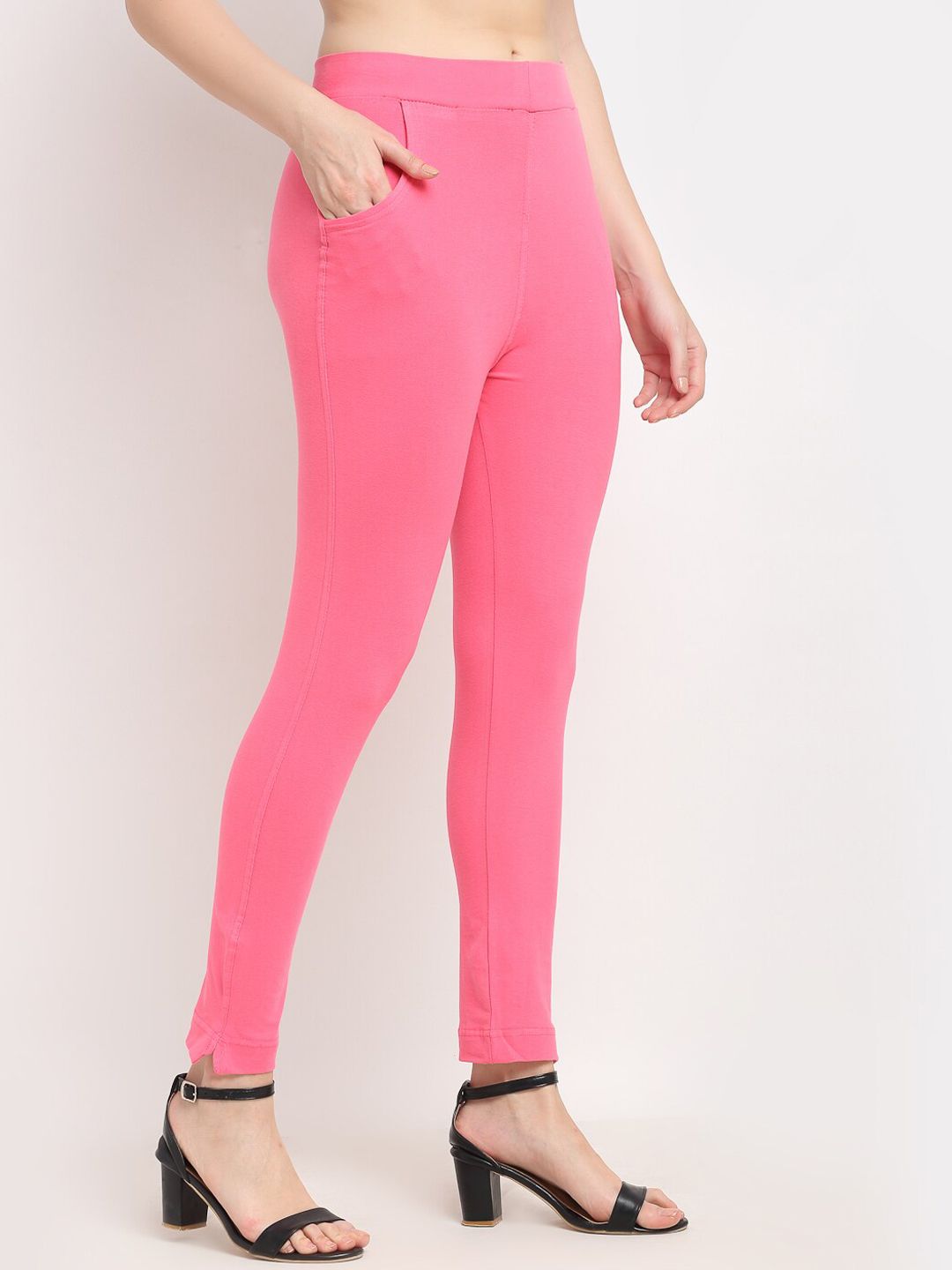 TAG 7 Women Pink Solid Ankle-Length Leggings