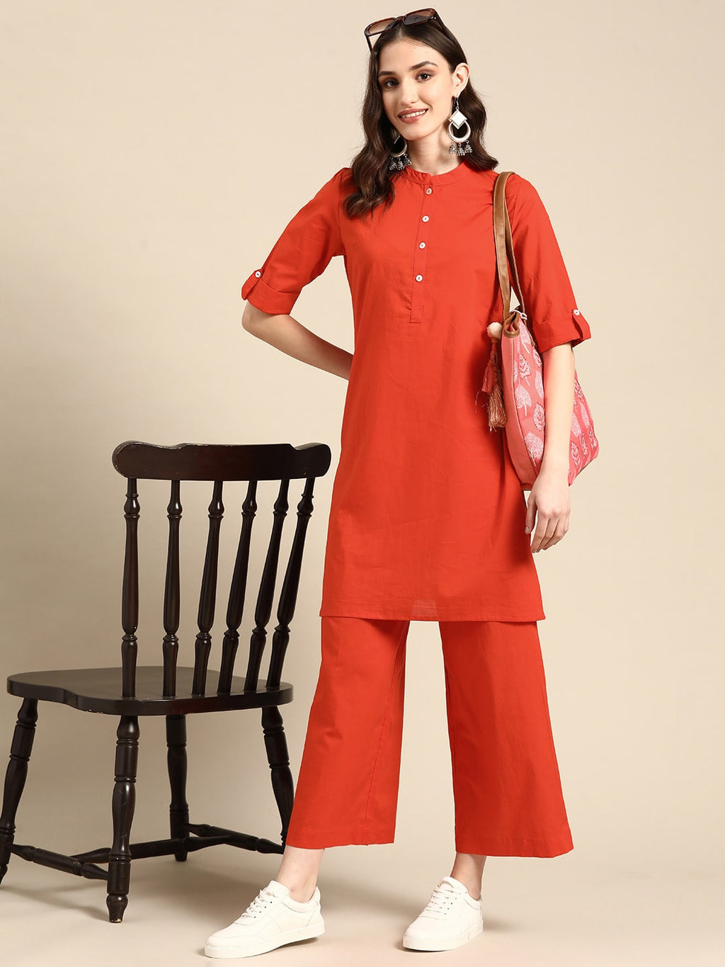 Sangria Women Pure Cotton Kurta with Palazzos