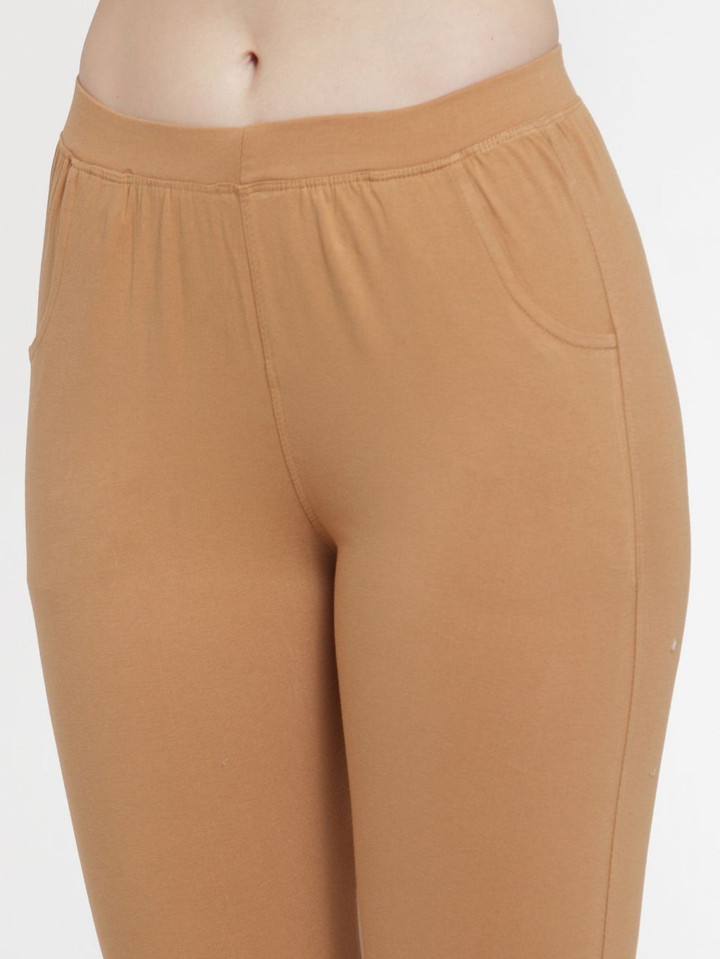 TAG 7 Women Beige Solid Ankle-Length Leggings