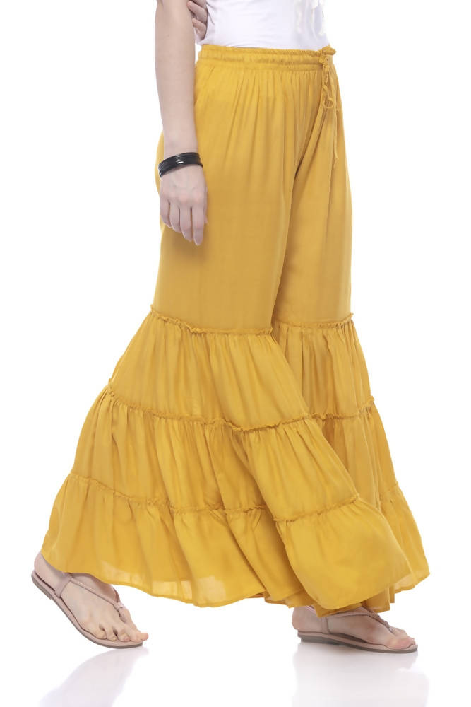 Mominos Fashion Reyon Cotton Mustard Palazzo - Distacart