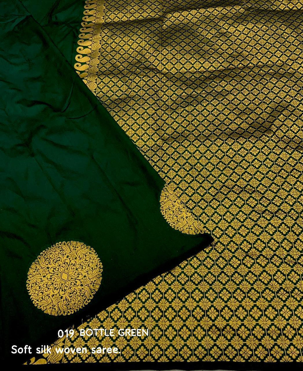 Green Silk Woven Saree with Unstitched Blouse - Hiral Fashion