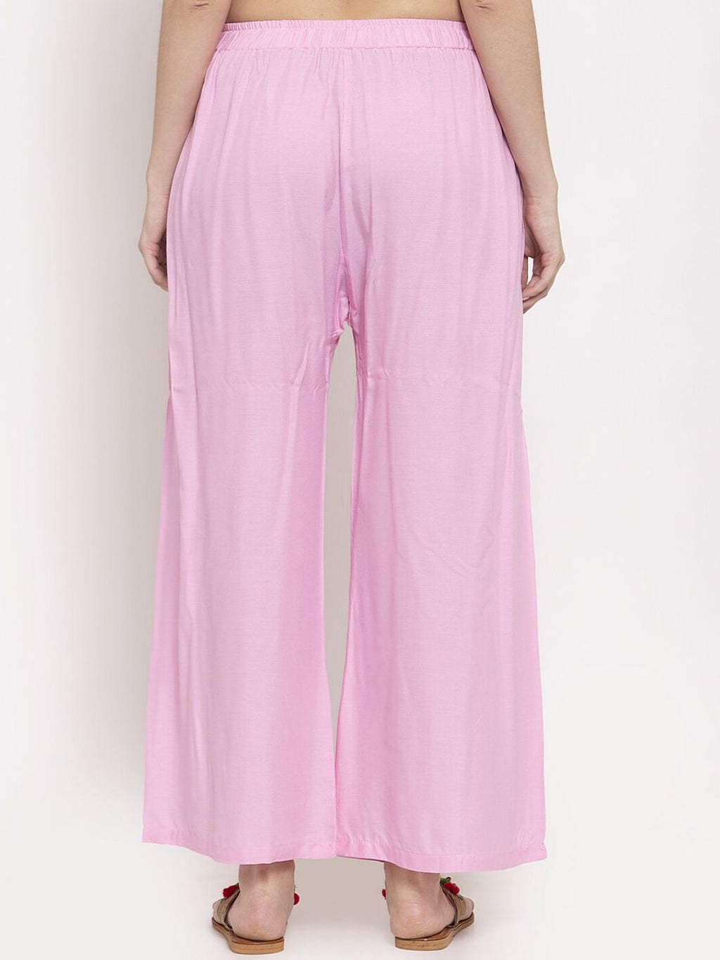 TAG 7 Women Pink Solid Flared Palazzos