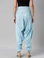 Souchii Blue & Gold-Coloured Woven Design Pure Cotton Patiala - Distacart