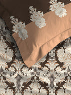 MYTRIDENT Brown White Ethnic Motifs Cotton 144 TC Queen Bedsheet With 2 Pillow Covers - Distacart