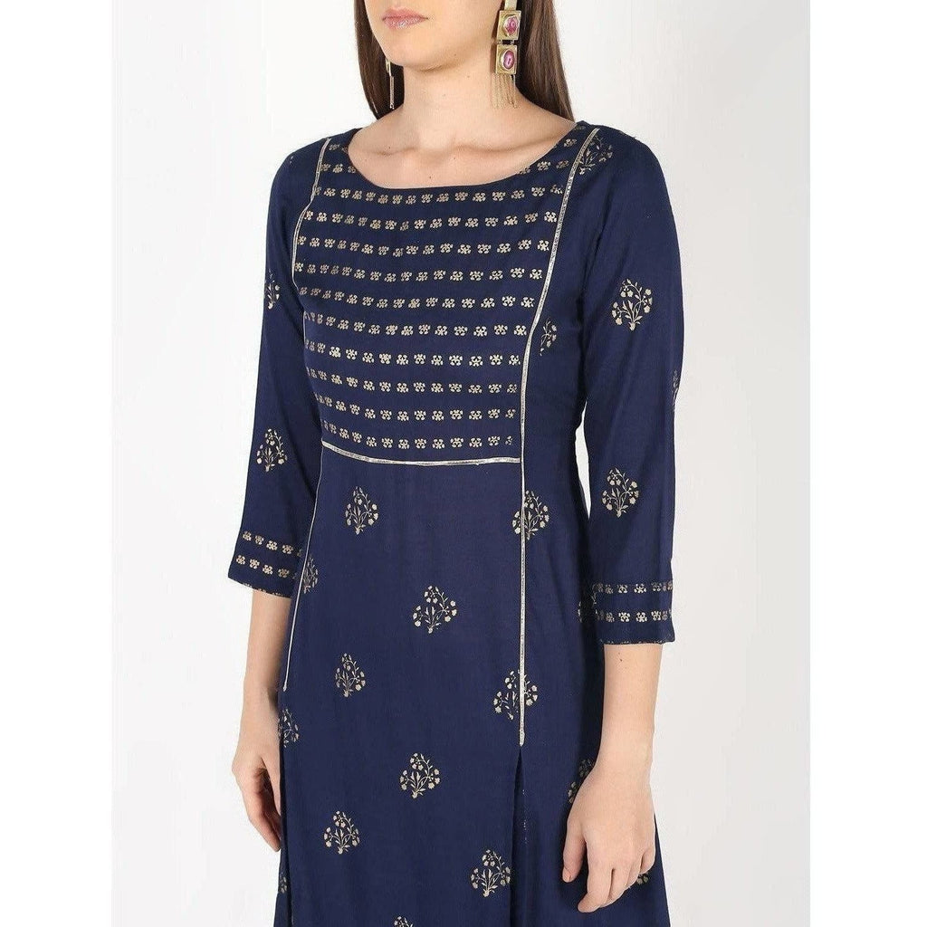 Cheera Women's Hand Block Print A-Line Kurta (CH042K)