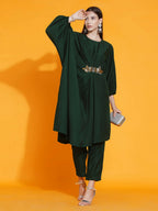 Women Republic Green Fusion Style Kurta With Hand Embellishment And Pants - Distacart