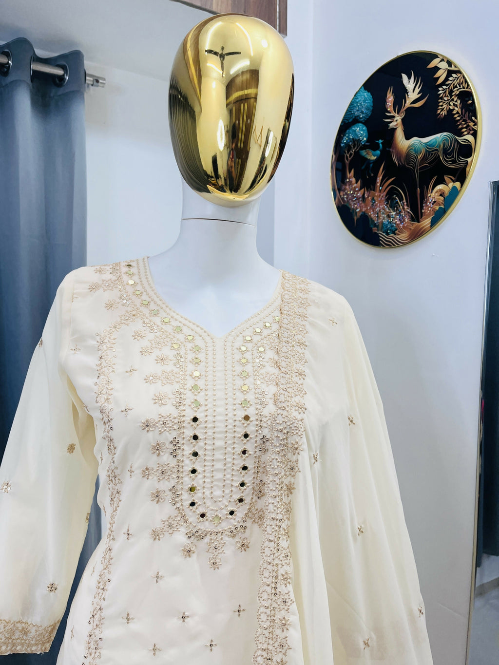 Teeya Creation White Color Faux Georgette Embroidery Work Party Wear Salwar Suit - Distacart