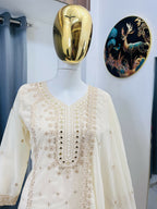 Teeya Creation White Color Faux Georgette Embroidery Work Party Wear Salwar Suit - Distacart