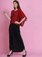 Women Republic Maroon Cotton Kaftan With Dhoti - Distacart