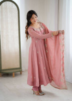 Teeya Creation Peach Color Crunchy Silk Embroidery Work Wedding Wear Gown - Distacart