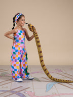 Snakes and Ladders Girls Multi Color Rotary Print Jumpsuit from Siblings Collection