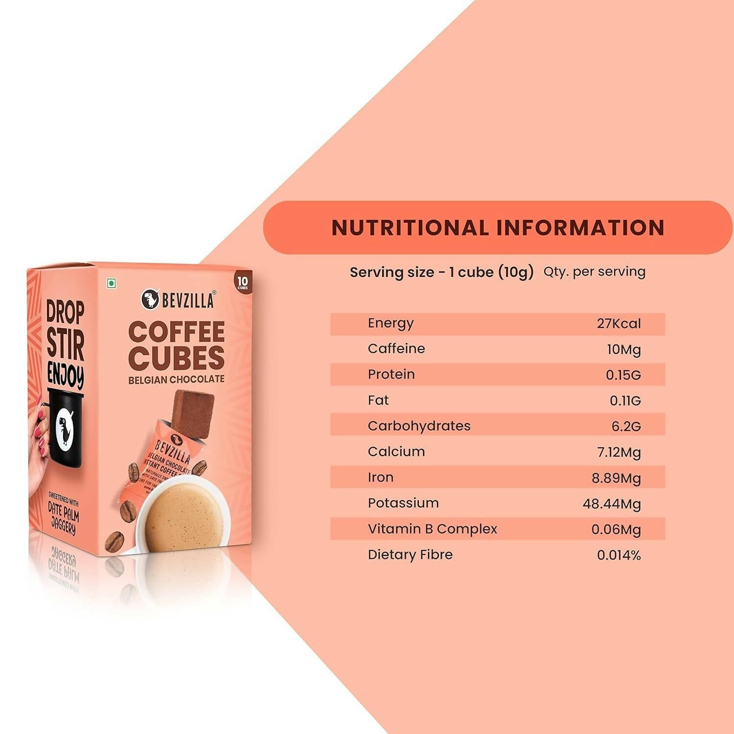 Bevzilla Instant Coffee Cubes Pack with Organic Date Palm Jaggery - Belgian Chocolate - Distacart