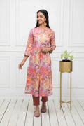 Myshka Multi Floral Women Cotton A-Line Round Neck Kurtas - Distacart