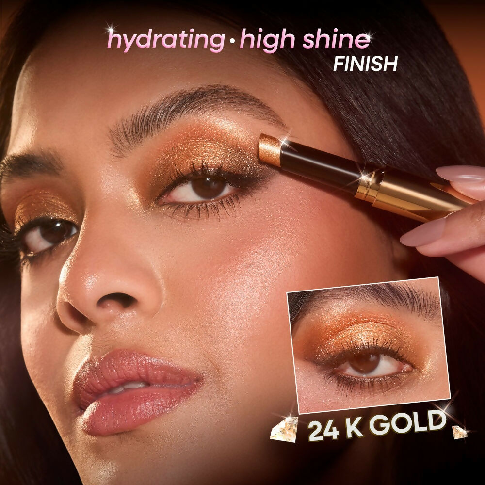 Nykaa Diamond Jelly Cooling Shimmer Eyeshadow Stick - Multi-Use, High Shine Glitter - 24K Gold