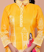 Miravan Womens Yellow Digital Printed Kurta Set - Distacart