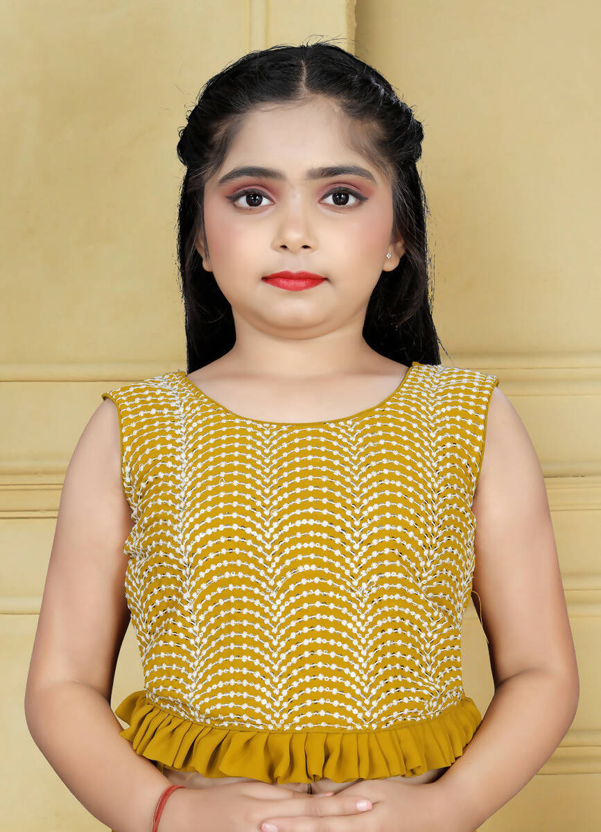 Wedding Designer Yellow Georgette Kidswear Lehenga - Aaradhna