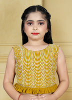 Wedding Designer Yellow Georgette Kidswear Lehenga - Aaradhna