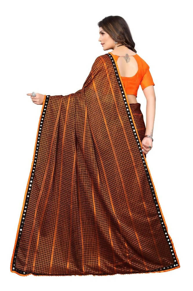 Vamika Orange Lycra Knitted Saree