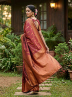 Shree Shyam Fashion Maroon Silk Blend Saree - Distacart