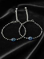 NVR Women Evil Eye Silver Plated Artificial Beads Anklet