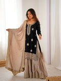 Lehenga Mart Designer Sharara Suit With Kurta, Sharara, Dupatta For Women-Black - Distacart