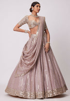 Lehenga Mart Designer Indian Wedding Lehenga Choli-Ash Pink - Distacart