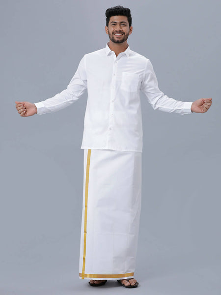 Ramraj Cotton Mens Full Sleeve Formal Poly cotton White Shirt