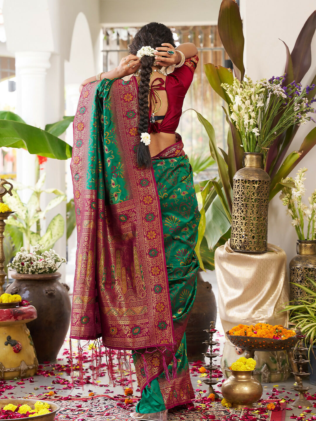Shree Shyam Fashion Green Soft Silk Saree - Distacart