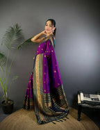 Joban Fashion Banarasi Magenta Woven Soft Silk Saree - Distacart