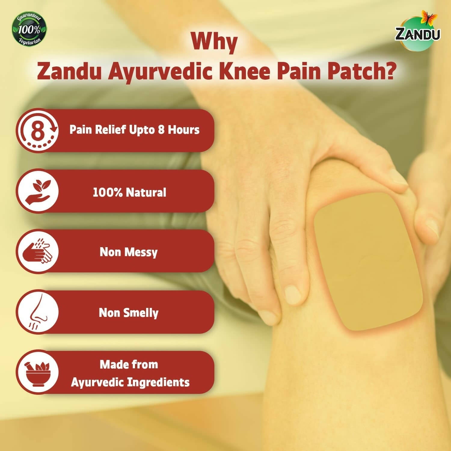 Zandu Ayurvedic Knee Pain Relief Patch - Distacart