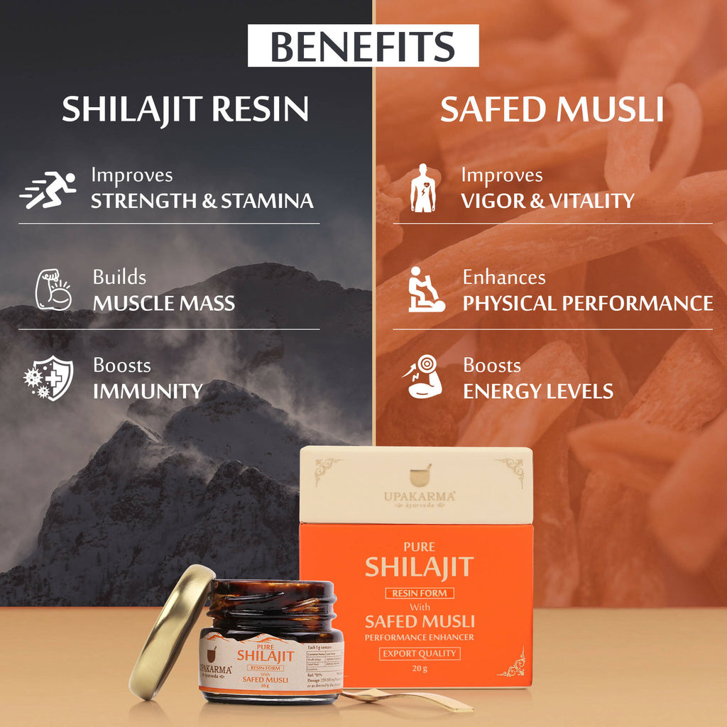 Upakarma Ayurveda Pure SJ Resin with Safed Musli & Pure SJ Resin with Ashwagandha Combo - Distacart