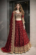 Teeya Creation Maroon Color Fendy Satin Heavy Embroidery Work Wedding Wear Stitched Lehenga Choli - Distacart