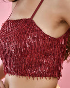 Amodini Designer Studio Maroon Sequined Strap Padded Blouse