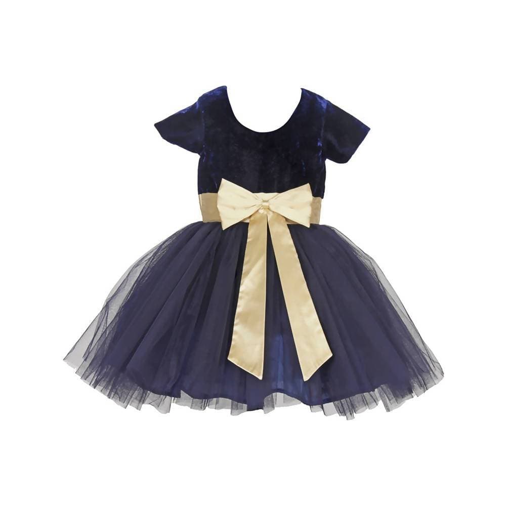 Asmaani Baby Girl's Blue Color Satin Midi Length Frock (AS-DRESS-22010)
