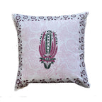 The Decor Nook Pink Cactus Print With Dark Brown Border Cushion Cover