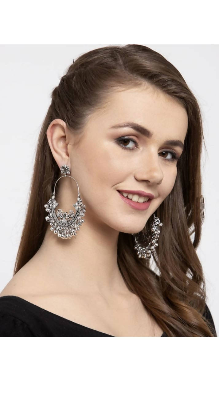 Mominos Fashion Silver-Plated Peacock Design Chandbali Earrings - Distacart