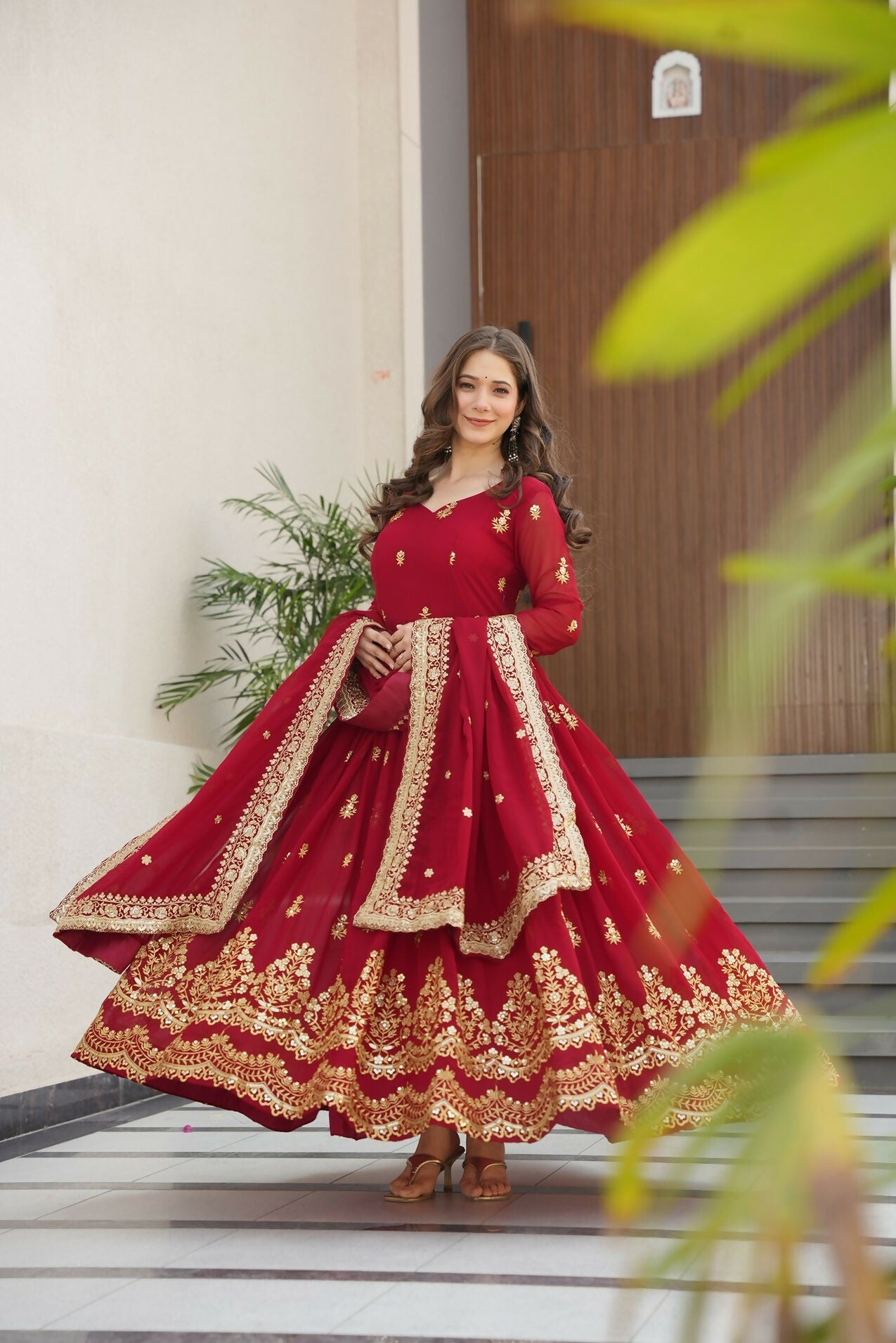 Joban Fashion Maroon Georgette Sequence Embroidery Work Kurta Set - Distacart