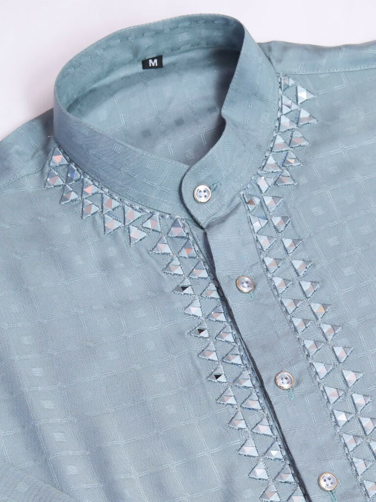 Vastranavya Exclusive Festival Wear Viscose Mirror Work on Self Weaving Kurta Only