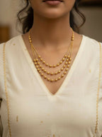 NVR Women Gold Plated Artificial Beads Layered Chain - Distacart