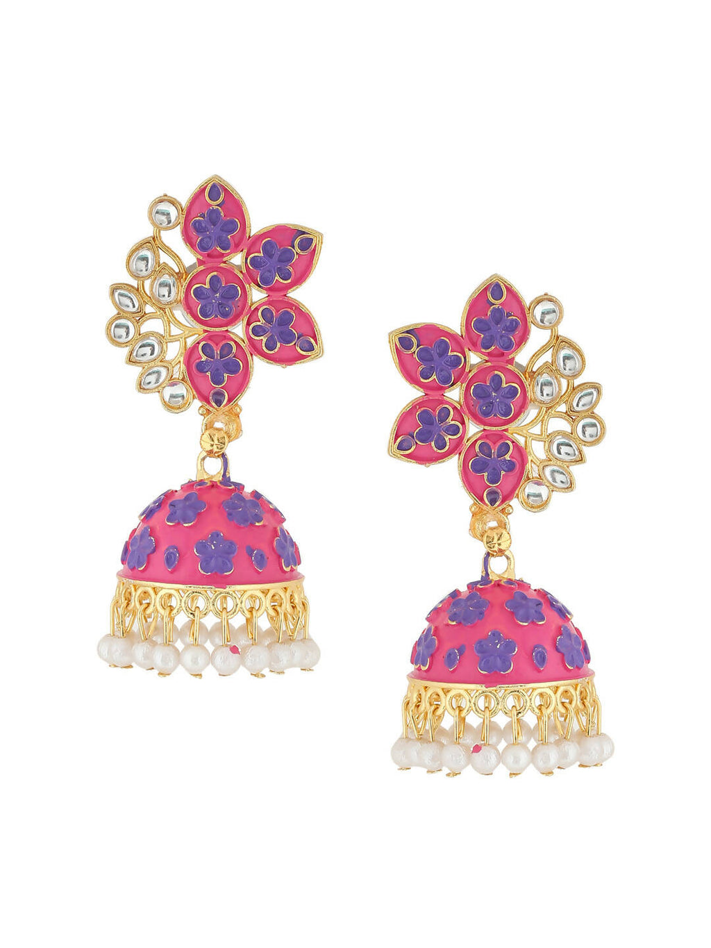 NVR Women Pink Dome Shaped Jhumka Earrings - Distacart
