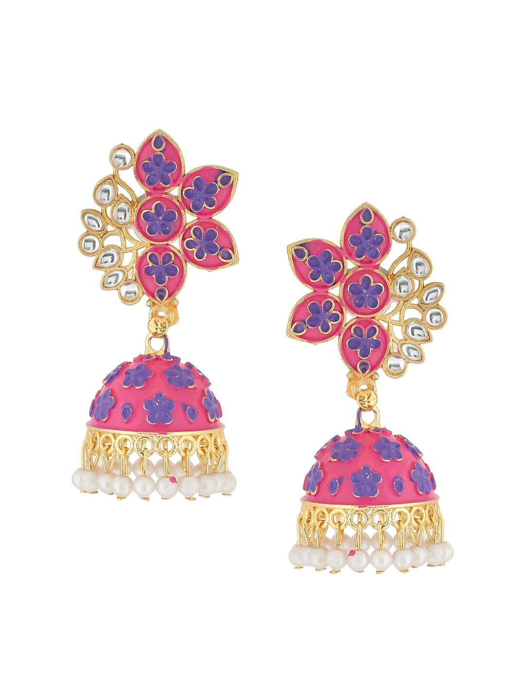 NVR Women Pink Dome Shaped Jhumka Earrings - Distacart