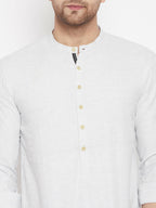 Even Apparels Cream Acrylic Short Men's Kurta With Band Collar - Distacart