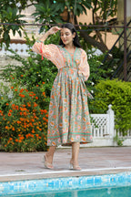 Kaajh Women's Orange Hand Block Printed Dress - Distacart