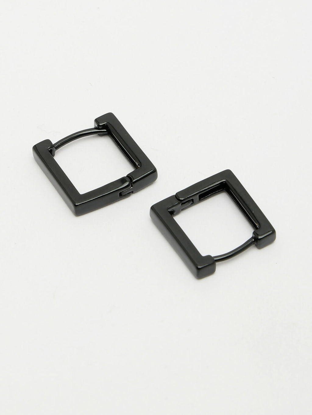 NVR Men's Black Rhodium-Plated Geometric Shape Stainless Steel Hoop Earrings - Distacart