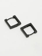 NVR Men's Black Rhodium-Plated Geometric Shape Stainless Steel Hoop Earrings - Distacart